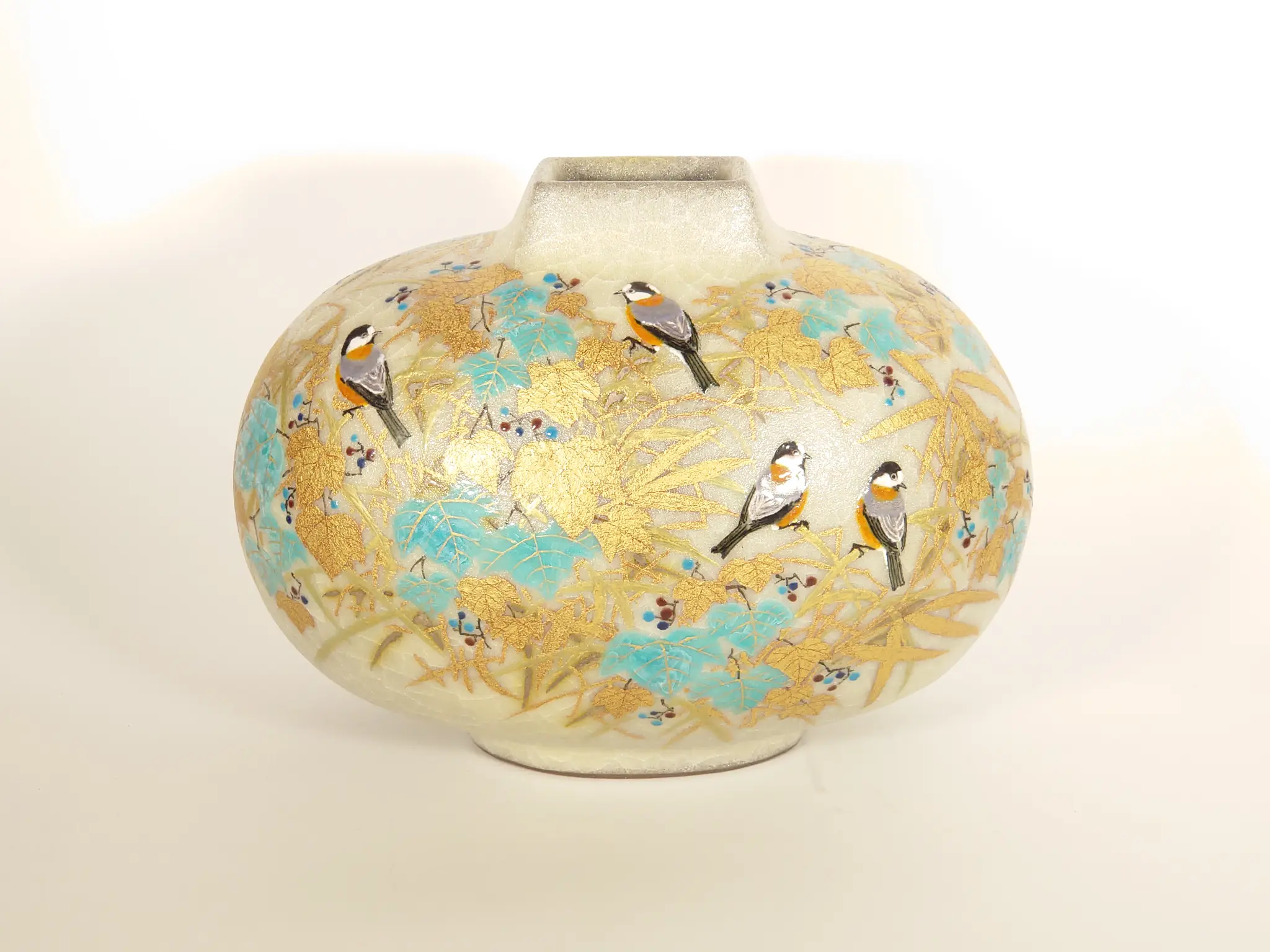 金銀彩花鳥図 草花に山雀之図